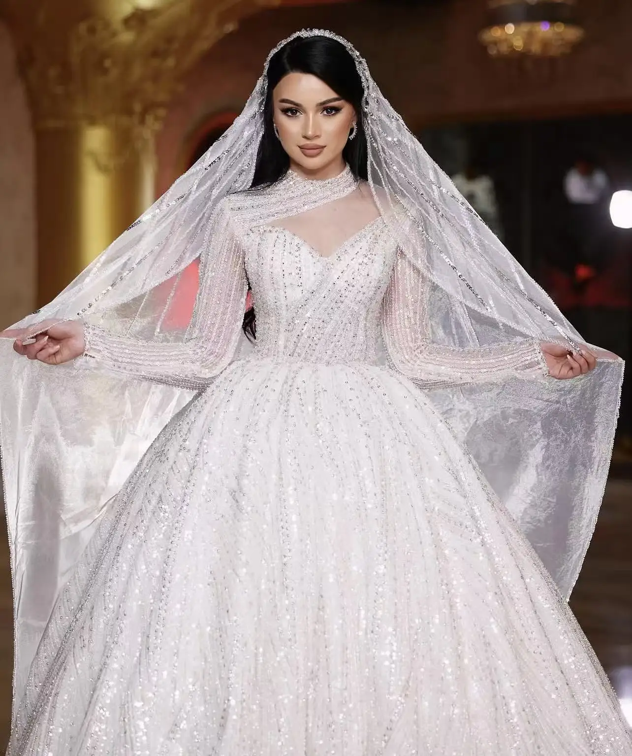 Роскошные свадебные платья с бисером по индивидуальному заказу, арабское бальное платье с блестками и блестками в Дубае, свадебные платья Vestidos De Novia