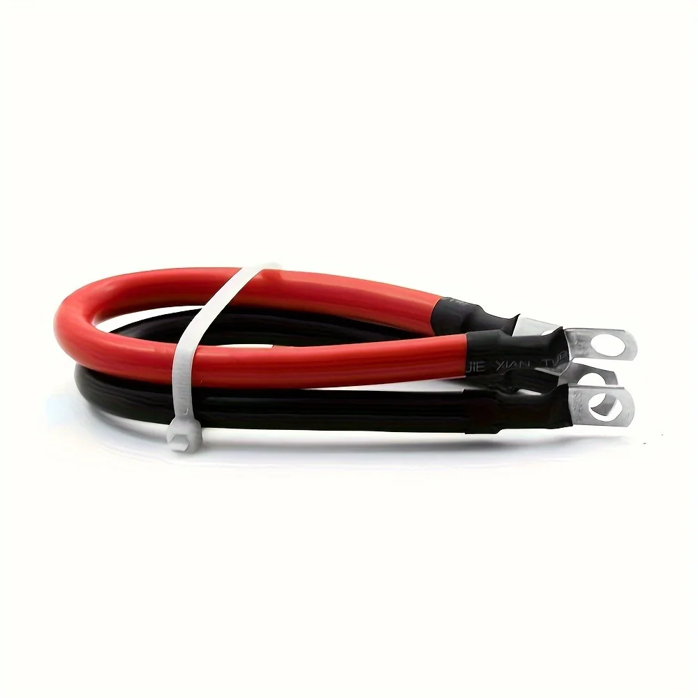 1 Pack 2pcs 2AWG Specification Red And Black Cables, 30/50/70/100 Cm (11.8/19.7/27.5/39.4 Inches) Battery Cable Kits With Terminals, 3/8 Inch Connectors, For Motorcycle, Car, Boat, Solar Equipment, ATV, RV Battery Cables