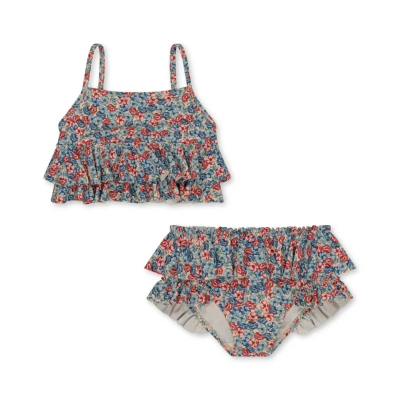Baby Girls Sunscreen Swimsuit Girl Swimwears Red Flower Bikini Two Pieces Bebe Swimsuits Kids Swimwear for Girls One-pieces