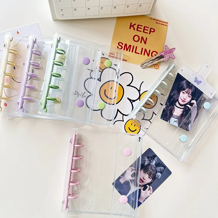 M5 Transparent Colored Loose Leaf 5-Hole Candy Colored Binder Cover Journal Sketchbook Accessories Diary Office Supplies