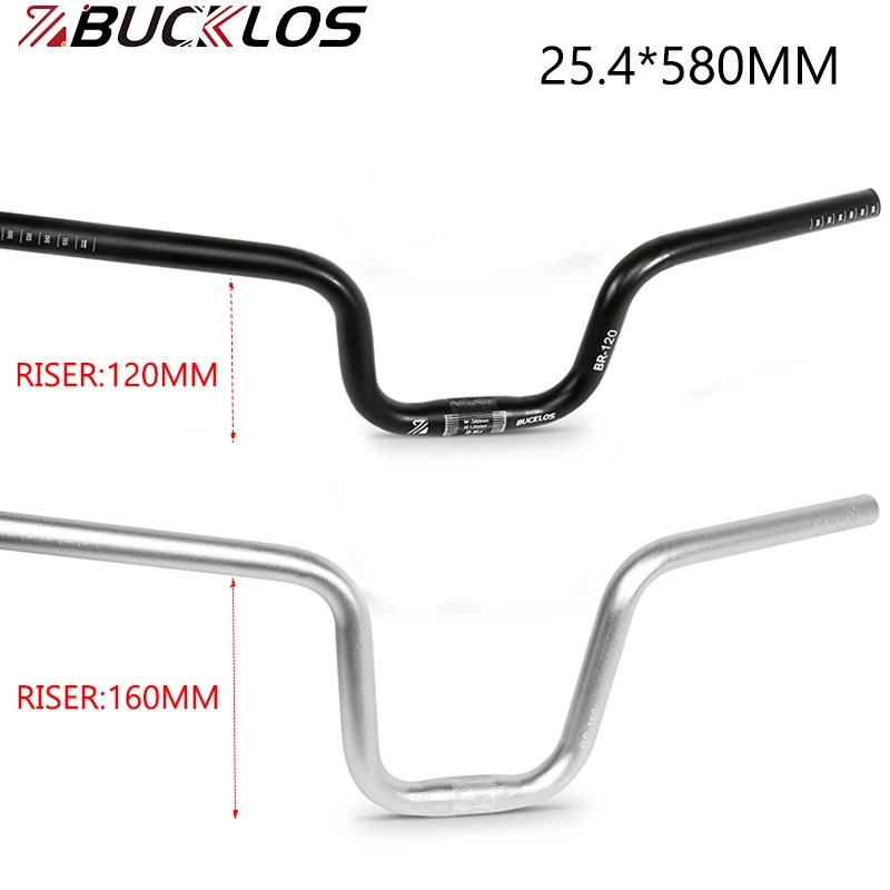 

BUCKLOS 25.4mm Bicycle Swallow Handlebar Riser 120/160mm 580mm Bike Riser Handlebar Aluminum Alloy U Shaped Handle Bar