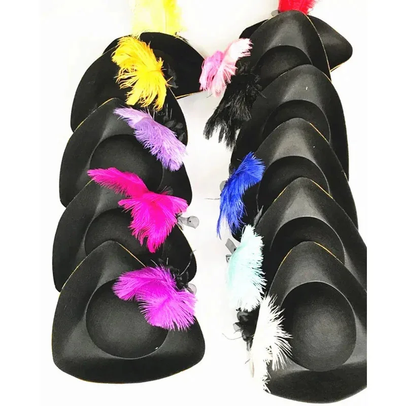 A Litter Of Bears Jack Sparrow Captain Rustic Tricorn Cap Black Ancient Hats Vintage Feather Hat Pirate Court T 2025 New