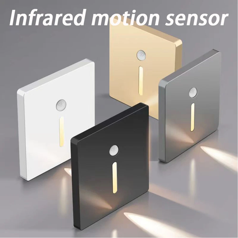 Smart Motion Sensor LED Stair Footlight Indoor Outdoor Stair Wall Lamp Recessed LED Step Light Staircase Bedroom Decoration