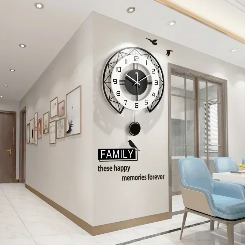 Nordic Clock and Wall Clock, Fashionable and Creative Clock in The Living Room, Minimalist Quartz Clock Representing Art