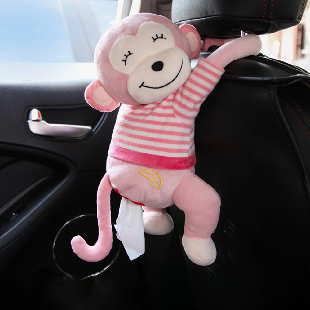 A car loaded with cartoon plush tissue storage - Cute Pippi chair back Tissue box Tissue box Car creative interior tissue box