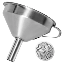 304 Stainless Steel Funnel with Strainers Bar Filter for Beer Brewing Transferring Liquid Wine Making Brewing Funnel Strainer