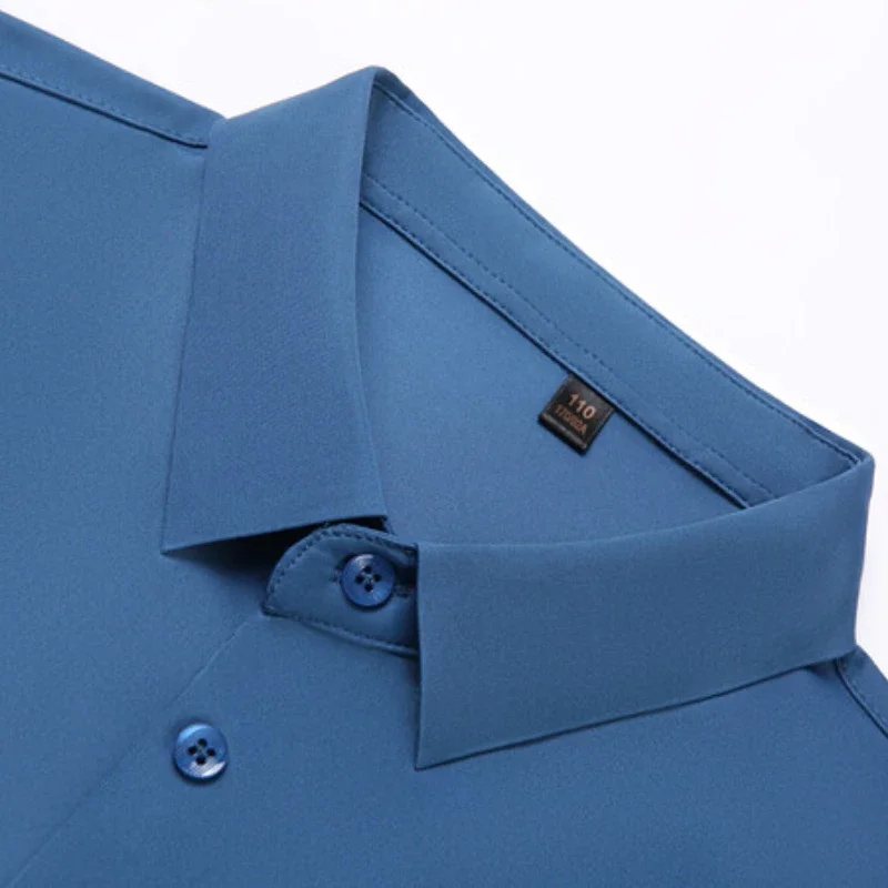 Men\'s Ultra Stretch Short Sleeve Shirt Business Casual Breathable Stretchable Abrasion-Resistant Solid Color Short Sleeve Shirt