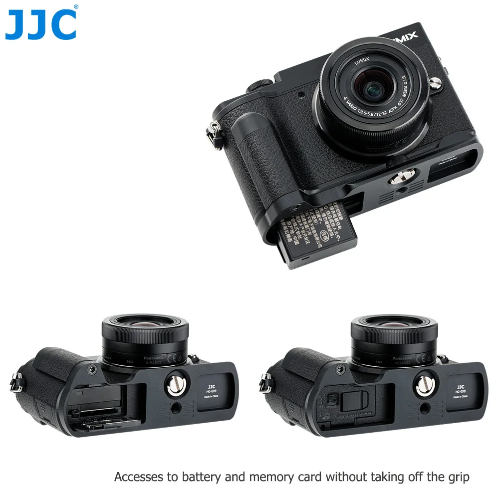 JJC DMW-HGR2 Kim Loại Cầm Tay Camera Grip Chân Máy Phát Hành Nhanh L Plate Chân Đế Cho Máy Ảnh Panasonic Lumix GX9 GX85 GX80 GX7 mark III II