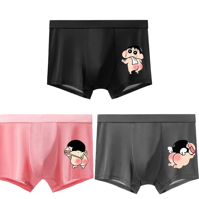 

Брюки-боксеры для пары Crayon Shin-chan, кавайные шорты с креативным узором, мужское нижнее белье, удобная мягкая одежда из ледяного шелка, праздничный подарок