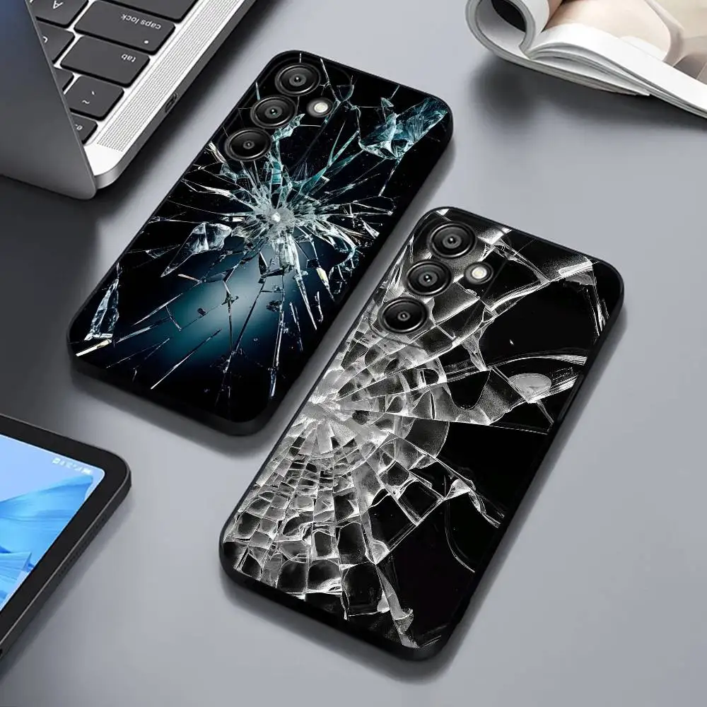 

3D vision glass shards Phone Case Black Silicone Soft For Samsung GalaxyA13,21s,22,31,32,52,53,71,72,73