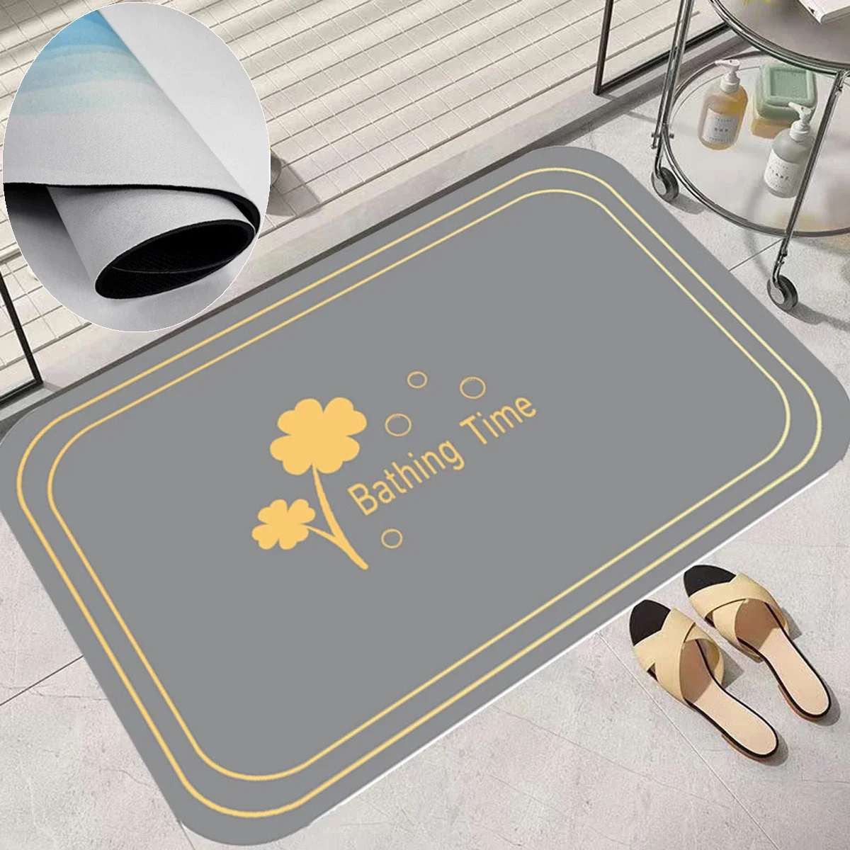 

1 PC Four Leaf Clover Diatom Mud Quick Drying Floor Mat Household Toilet Anti-slip Door Mat Bathroom Door Absorbent Floor Mat