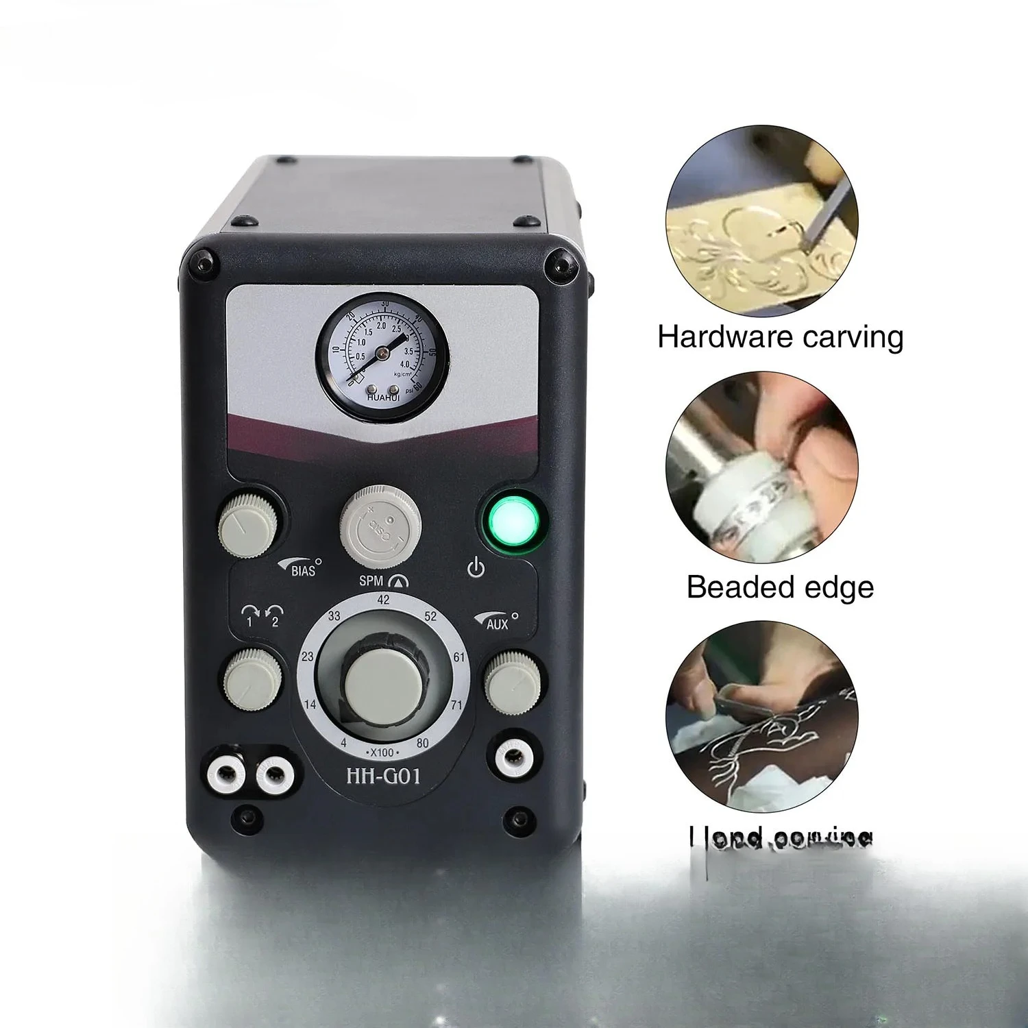 110V/220V Pneumatic Jewelry Engraver Machine, Equipped with Double-Head M Engraving and 400-8000 RPM Graver Handpiece