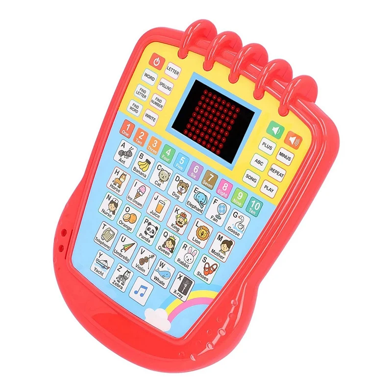 Máquina de aprendizagem de inglês, iluminação de música infantil, contato e aprender brinquedo de inglês, vários modos de aprendizagem, brinquedo interativo