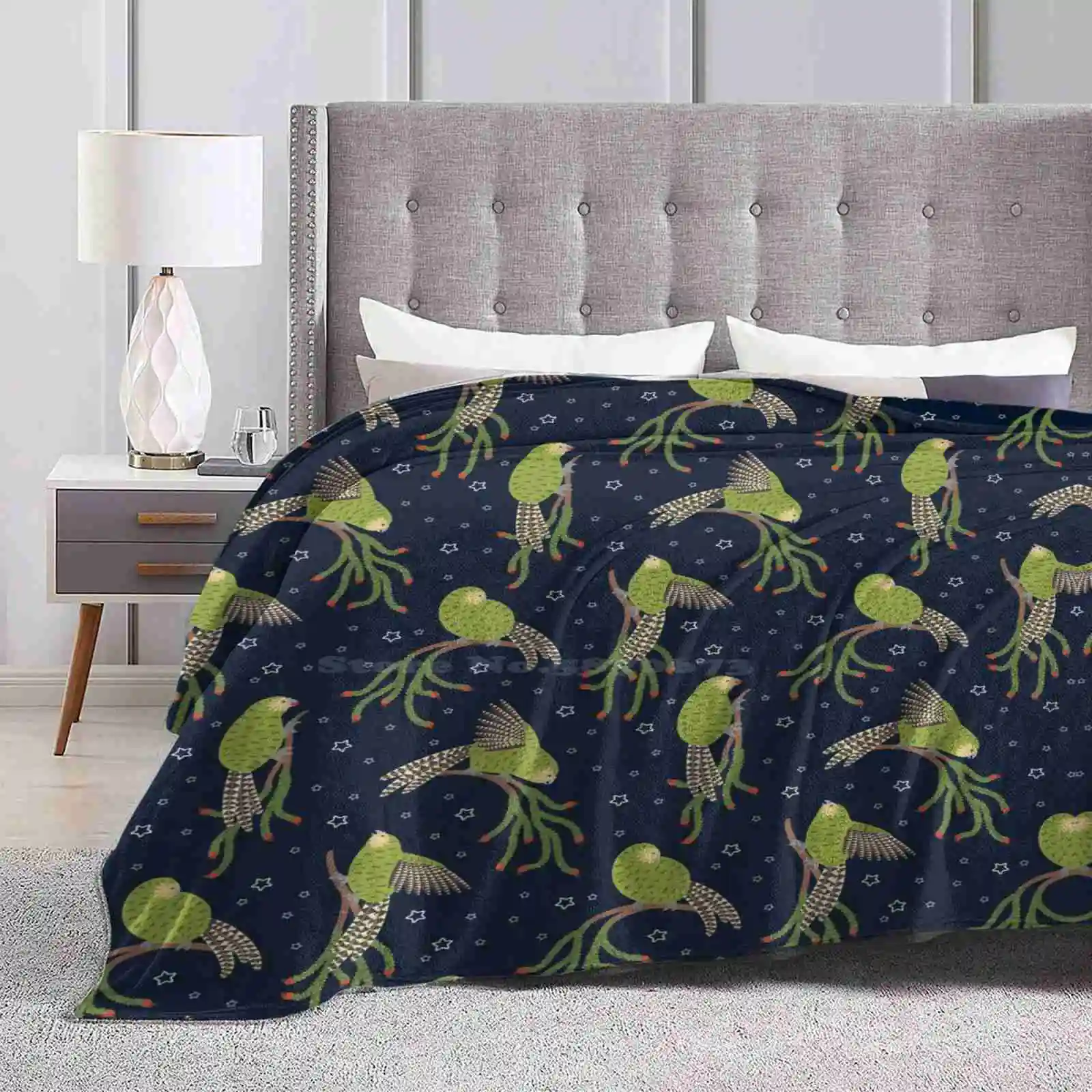 Kakapo And Rimu Shaggy Throw Soft Warm Blanket Sofa/Bed/Travel Love Gifts Kakapo Rimu Kiwiana Nz New Zealand Bird Parrot