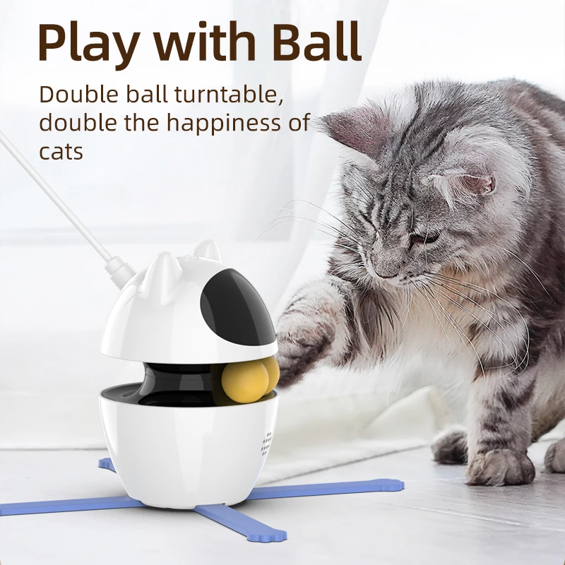 ROJECO 3 In 1 Interactive Cat Toys with Rolling Ball Automatic Cats Laser Toy with Feathers Wand Self-moving Indoor Pets Toy