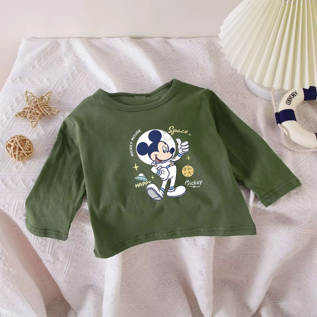 6 ألوان طفل تيز الكرتون ميكي ماوس كم طويل تيز البلوز متنوعة يطبع الألوان الاطفال عادية تي شيرت للبنين بنات