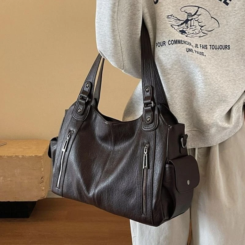 

E8FB Stylish Women's Crossbody Bag Soft PU Leather Shoulder Bag Spacious Handbag for Shopping Commuting and Casual Travel