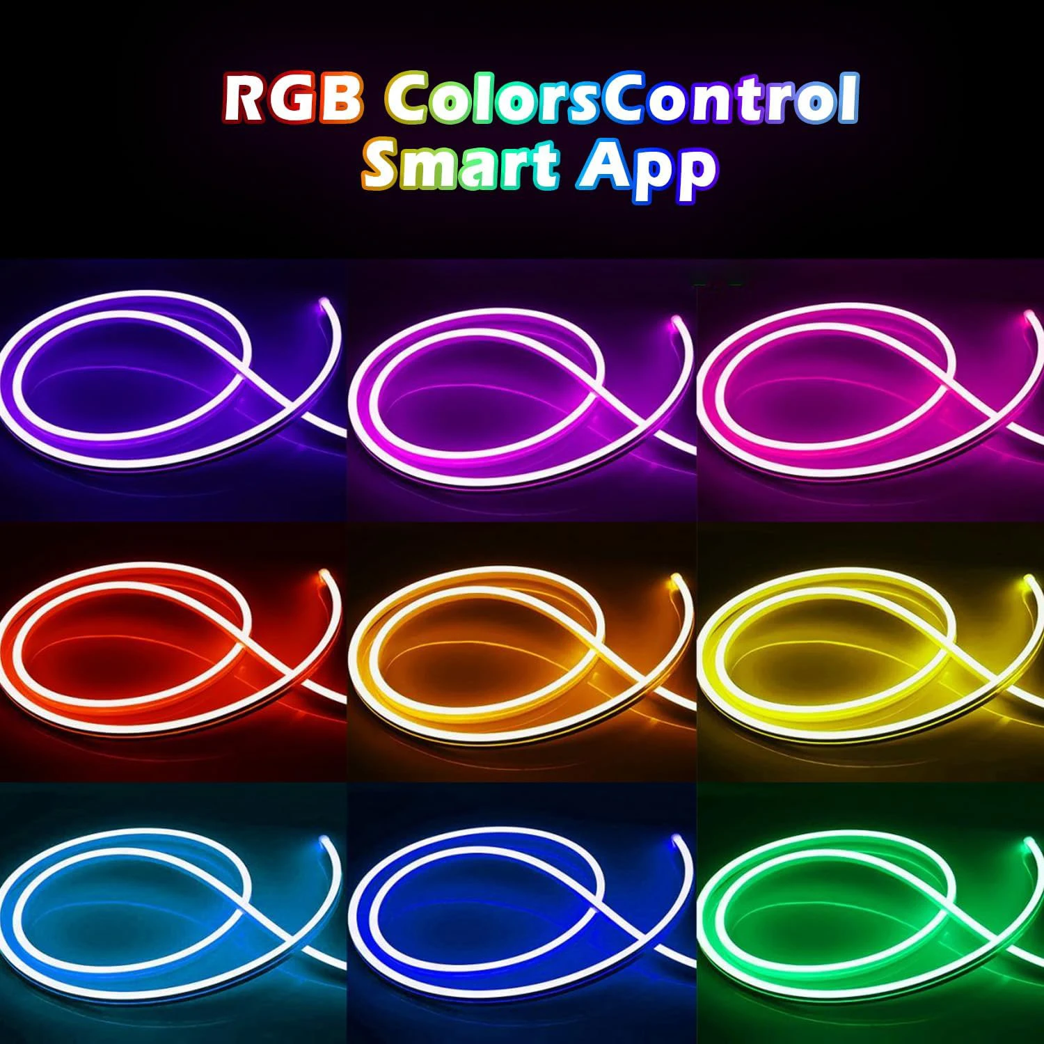 RGB Neon LED Strip Waterproof Flexible Ribbon Tape Neon Lights with App 44key Remote Control for Home Room Outdoor Decoration