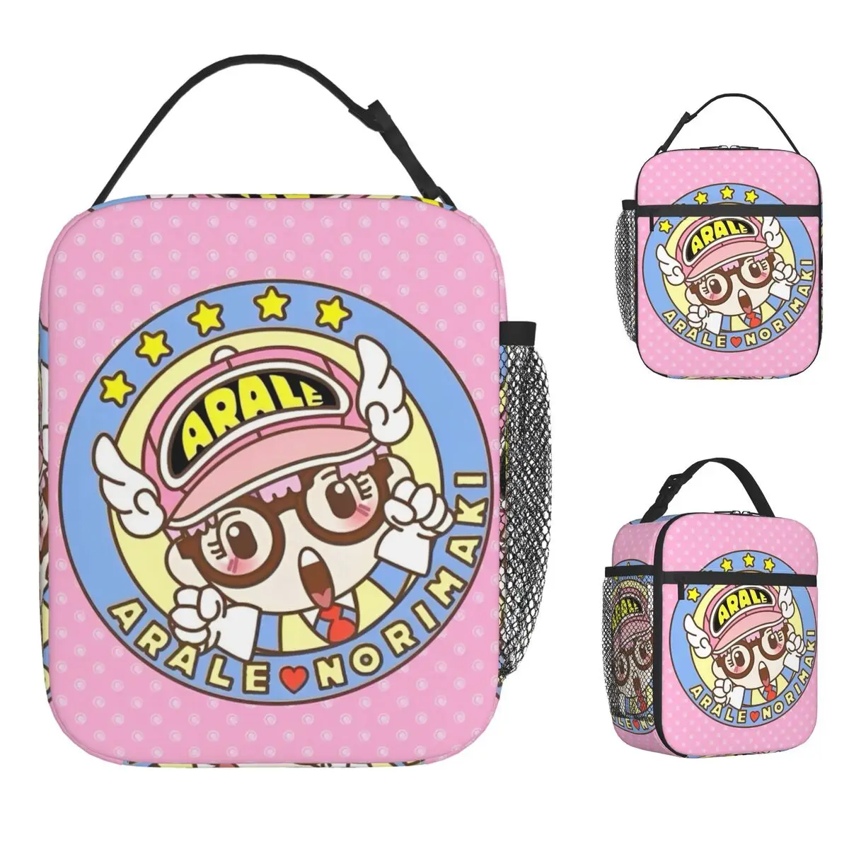 

Arale Lunch Bag Japan Manga Portable Zipper Lunch Box Child Travel Designer Cooler Bag Funny Oxford Tote Food Bags