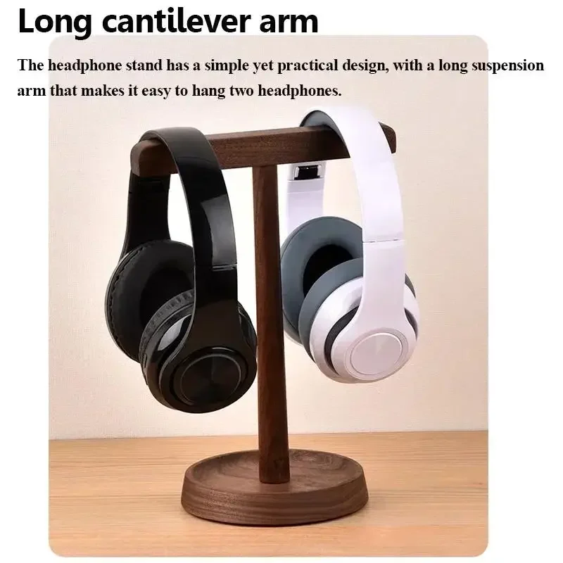 Hoge kwaliteit houten gaming-hoofdtelefoonbeugel Zwart walnoot Headsethanger Hoofdtelefoonstandaardhouder Desktop Display Oortelefoonopslag