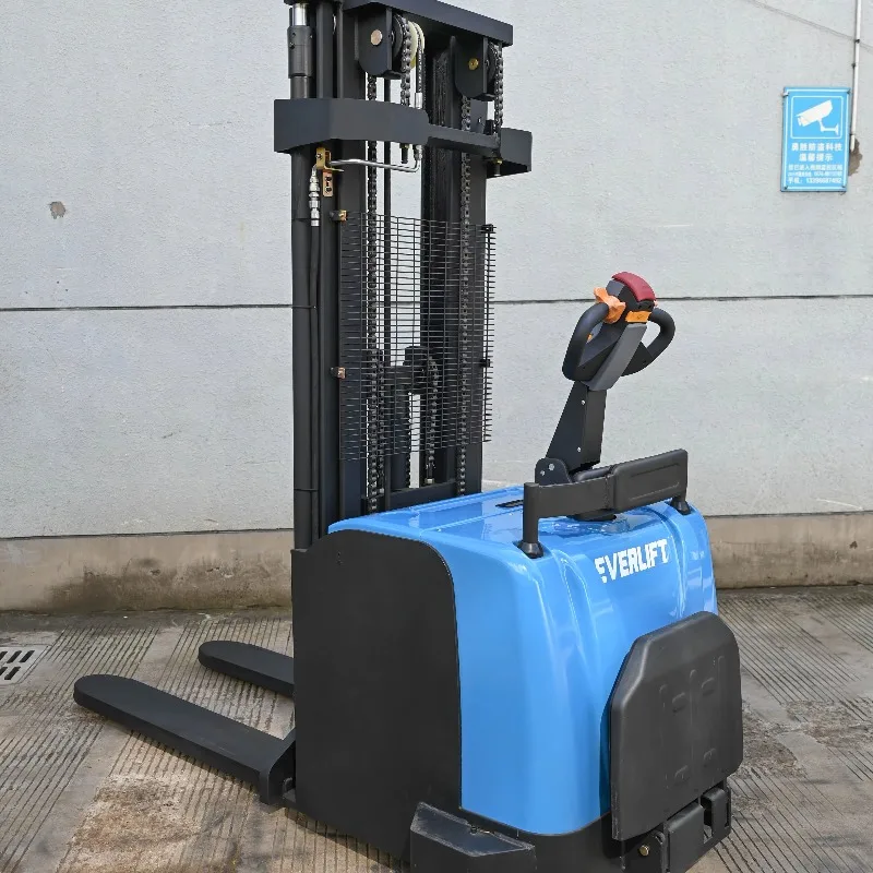Electric Pallet Stacker Three Stage Mast Free Lift Electronic Steering Heavy Duty Warehouse Lifter Material Handling Equipment