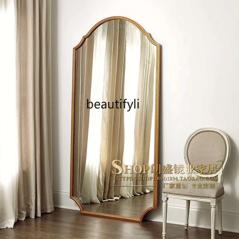 European-style cloakroom floor-to-ceiling mirror American wall-mounted customization, bedroom dressing full-body mirror