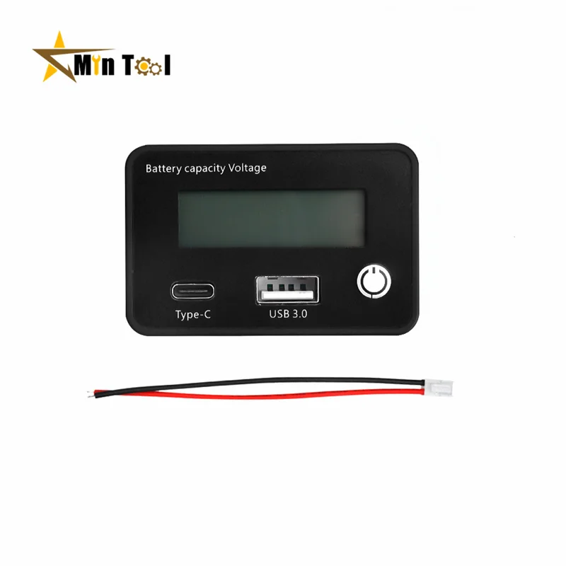 DC8-30V USB Type-C Lead Acid Lithium Battery Charge Capacity Indicator Car Motorcycle Digital Voltmeter Tester Meter Tool