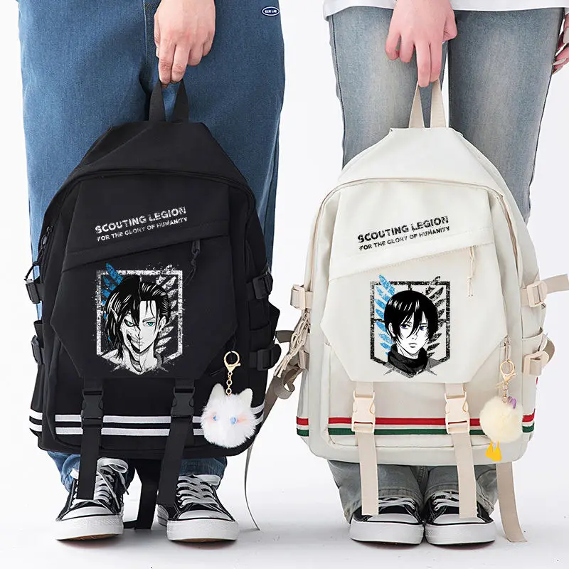 Attack On Titan Backpack Levi Ackerman Cartoon Fashion Anime Student Schoolbag Lightweight Large Capacity Unisex Travel Backpack