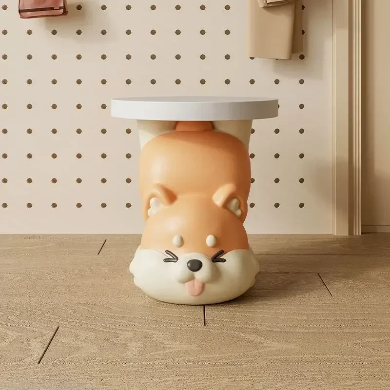Cute Shiba Inu Entrance Shoe Changing Stool Home Creative Resin Decoration Birthday Gift Bedside Storage Coffee Table