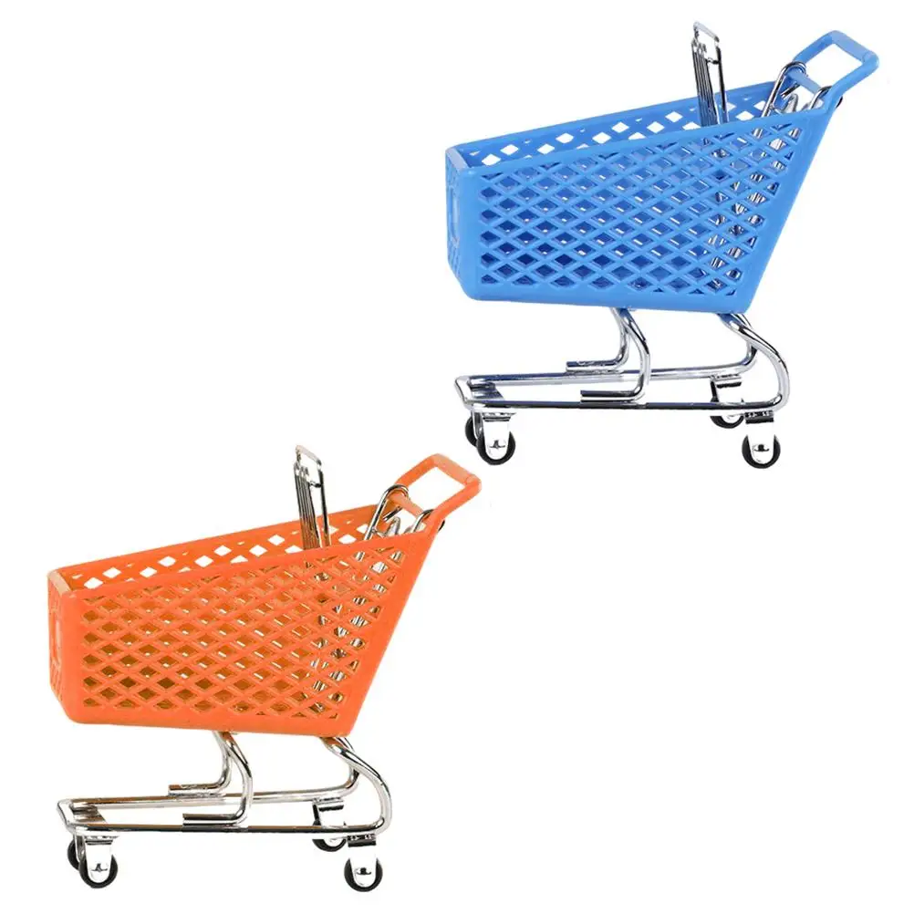 

2 Pcs Mini Shopping Cart Gadget Storage Basket Exquisite Decorative Supermarket Adornment Desktop Unique Baskets