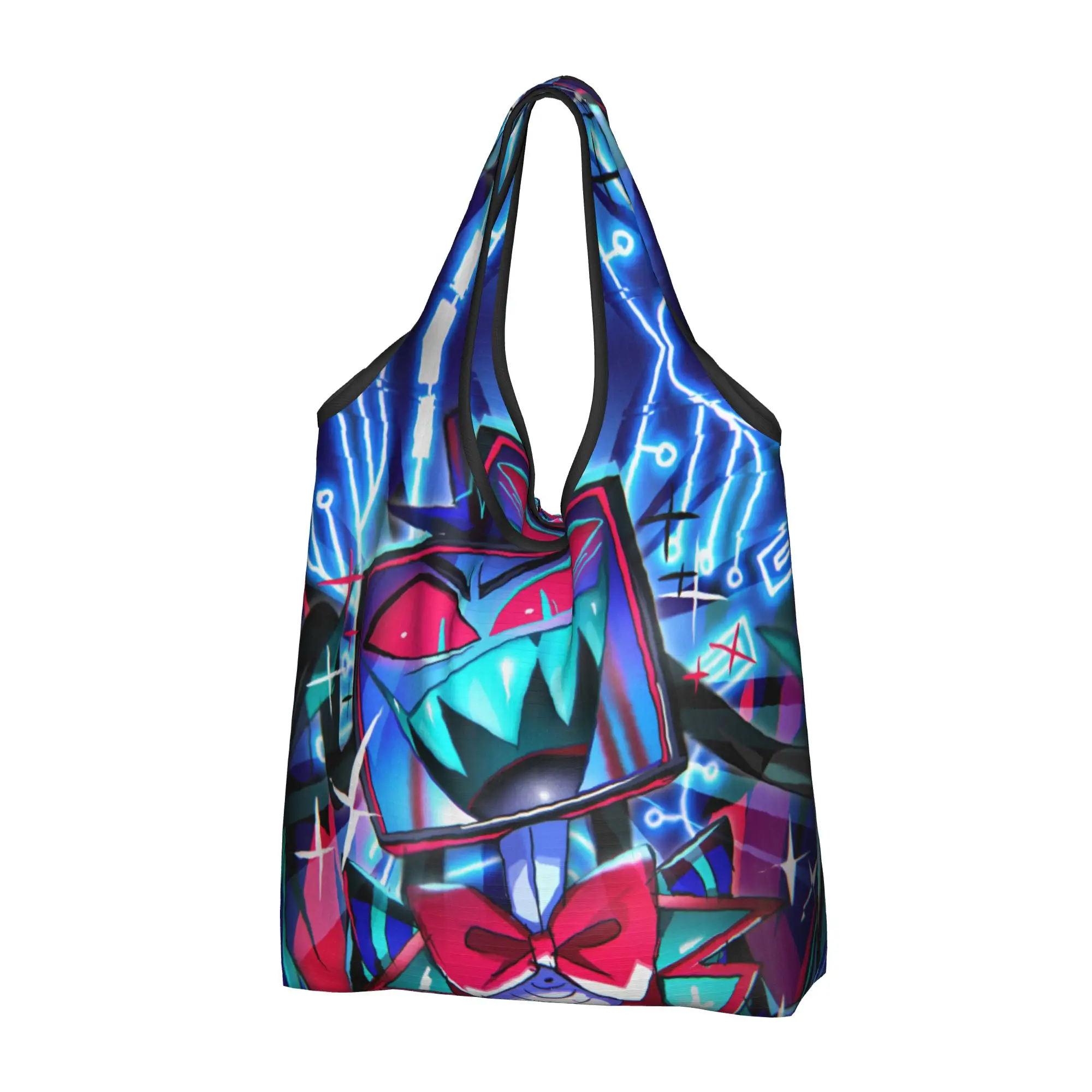Custom  H-Hazbins Cartoon Manga Shopping Bags Women Portable Big Capacity Grocery Hot Movie Tote Shopper Bags