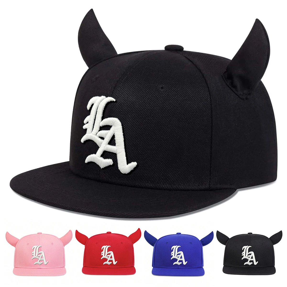 Gorras de béisbol informales ajustables para exteriores, gorros de hip-hop con cuerno de buey bordado de letras con personalidad Unisex, gorra con protección solar