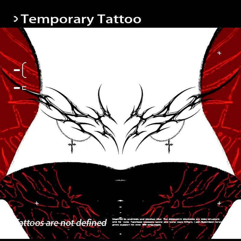 Fake Tatto Cross Charm Demon Herbal Juice Tattoo Stickers Temporary Tattoos Punk Hip Hop Tattoo Sticker Semi Permanent Art Cheap