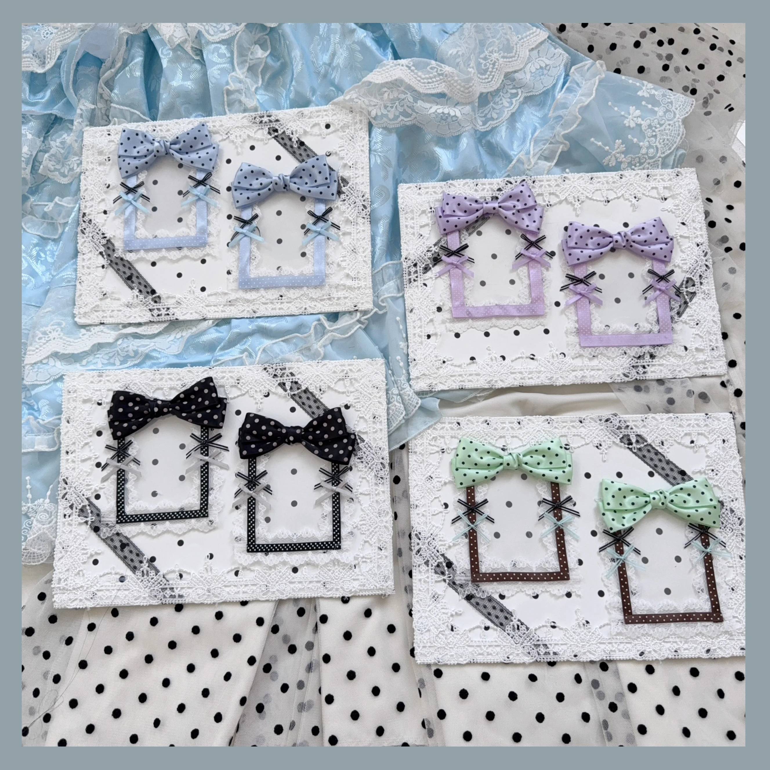 Finished Pain Board Original Polka Dot Lta Bag Transparent Window Decorative Pain Board Cute Exquisite Small Card Ribbon
