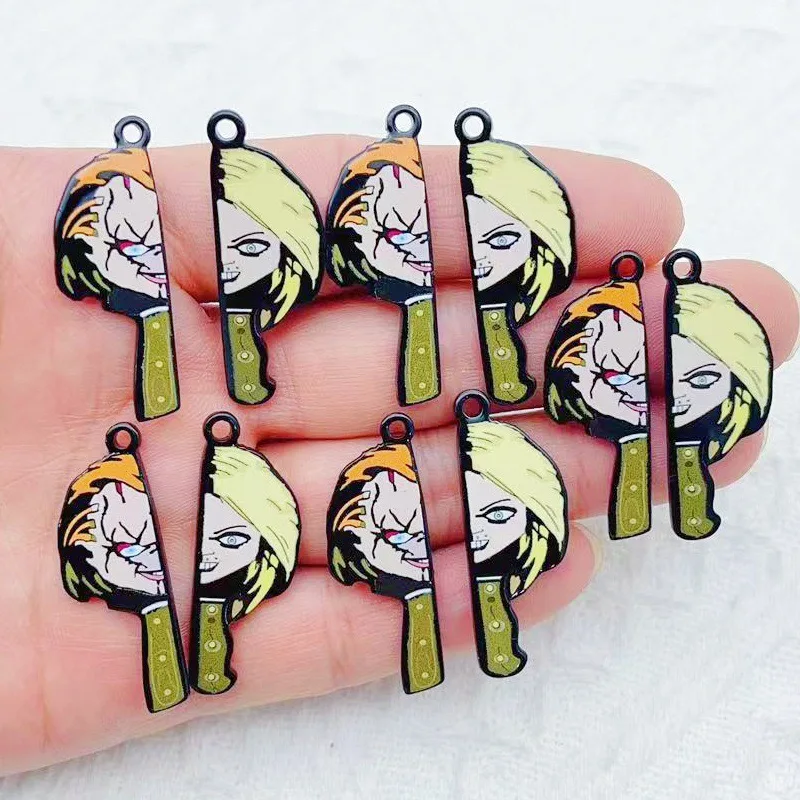 10 pièces de pendentifs porte-clés en acrylique à motif de clown de dessin animé amusant, pour couple, à une face, accessoire de bijouterie DIY