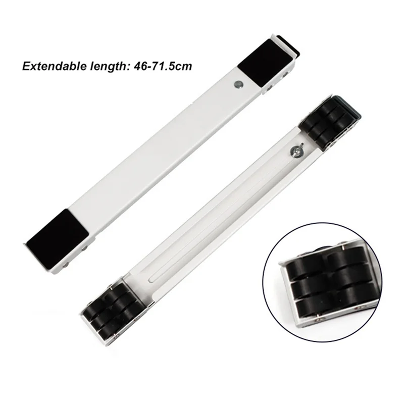 ABZS 2X Washing Machine Base Stand Trolley Feet Movable Adjustable Telescopic Fridge Stand Wheel White