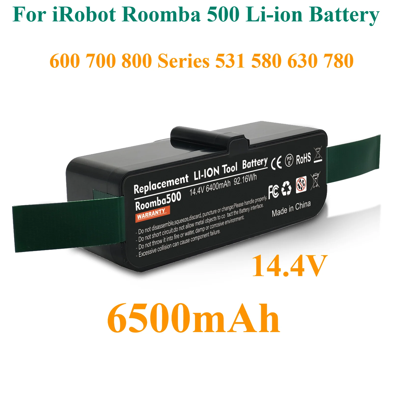 

For IRobot Roomba 500 Li-ion Battery 600 700 800 Series 531 580 630 780 6400mAh