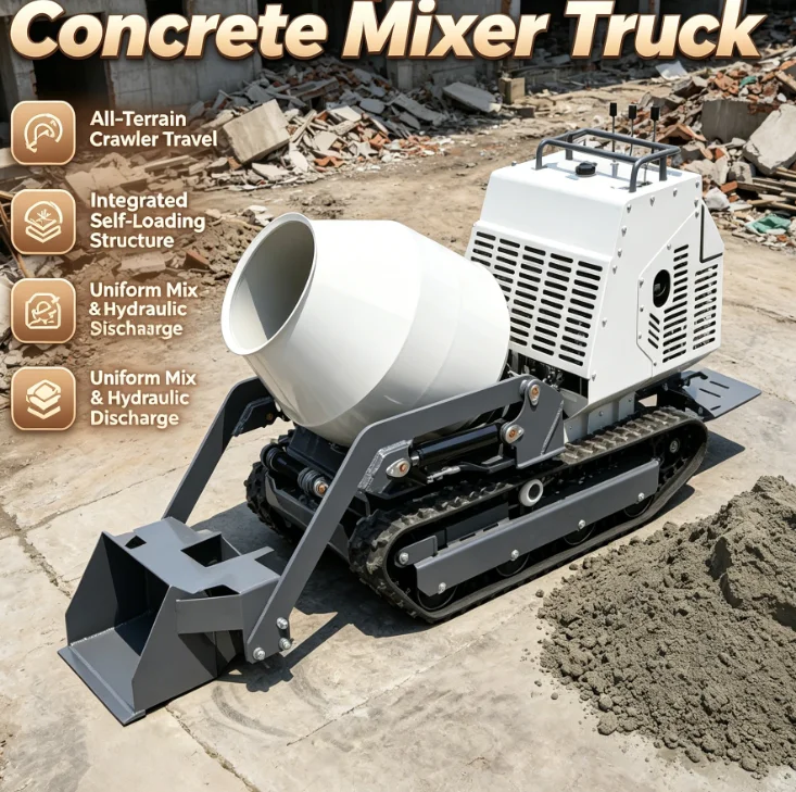 Customized Cheap Price Self-loading Mobile Smallest Concrete Mixer Tracked With Hydraulic Control Sit Operating Micro Dump Truck