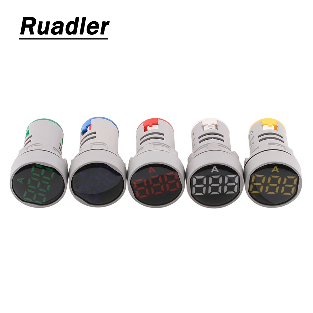 plastic 22mm AD16-22DSA Mini  Ammeter current meter indicator LED with CT transformer White Yellow Red Green Blue illumination