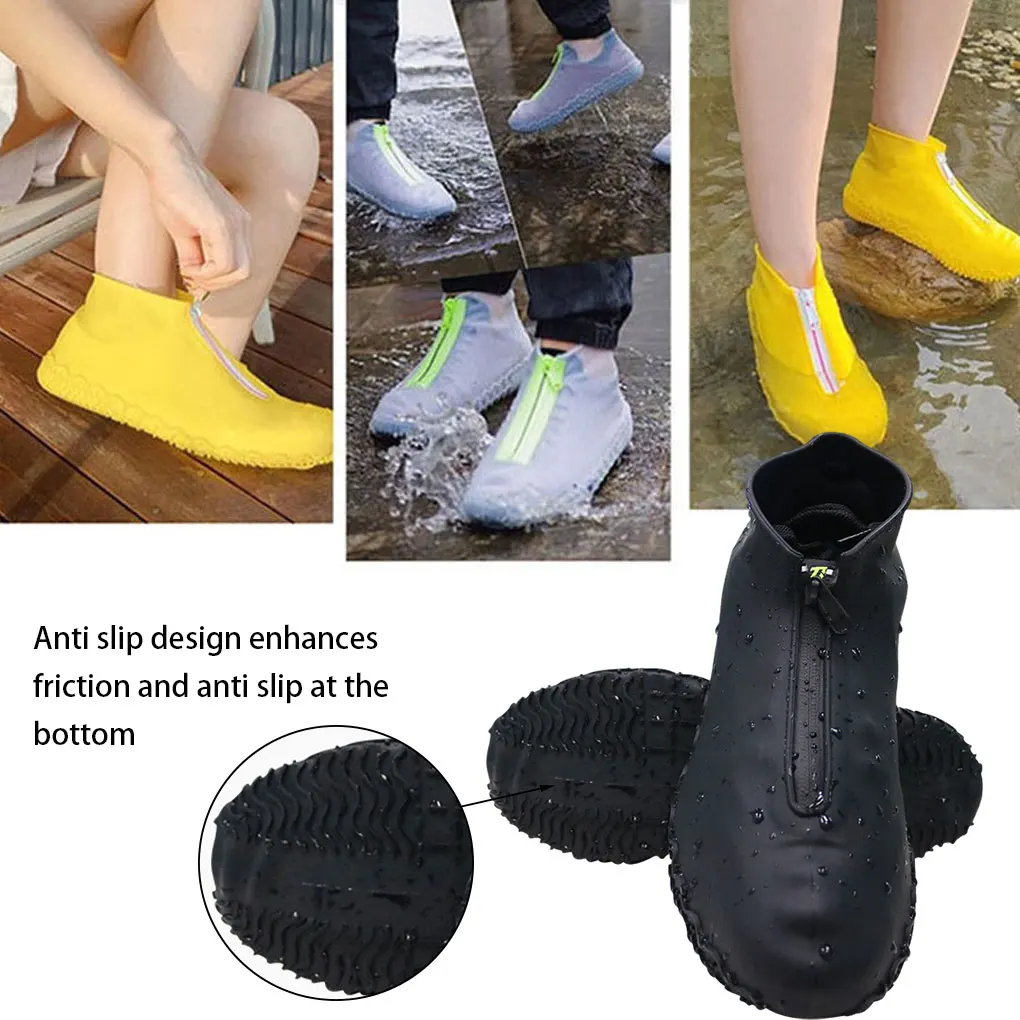 

2piece Waterproof Shoe Covers With Zippers Universal Fit Easy To Clean And Reusable Sneakers