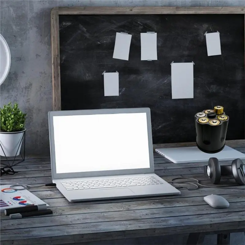 A99E-Battery Storage Box 6Slot Innovative Rotating Battery Storage With Antislip Base Compact Space Grey