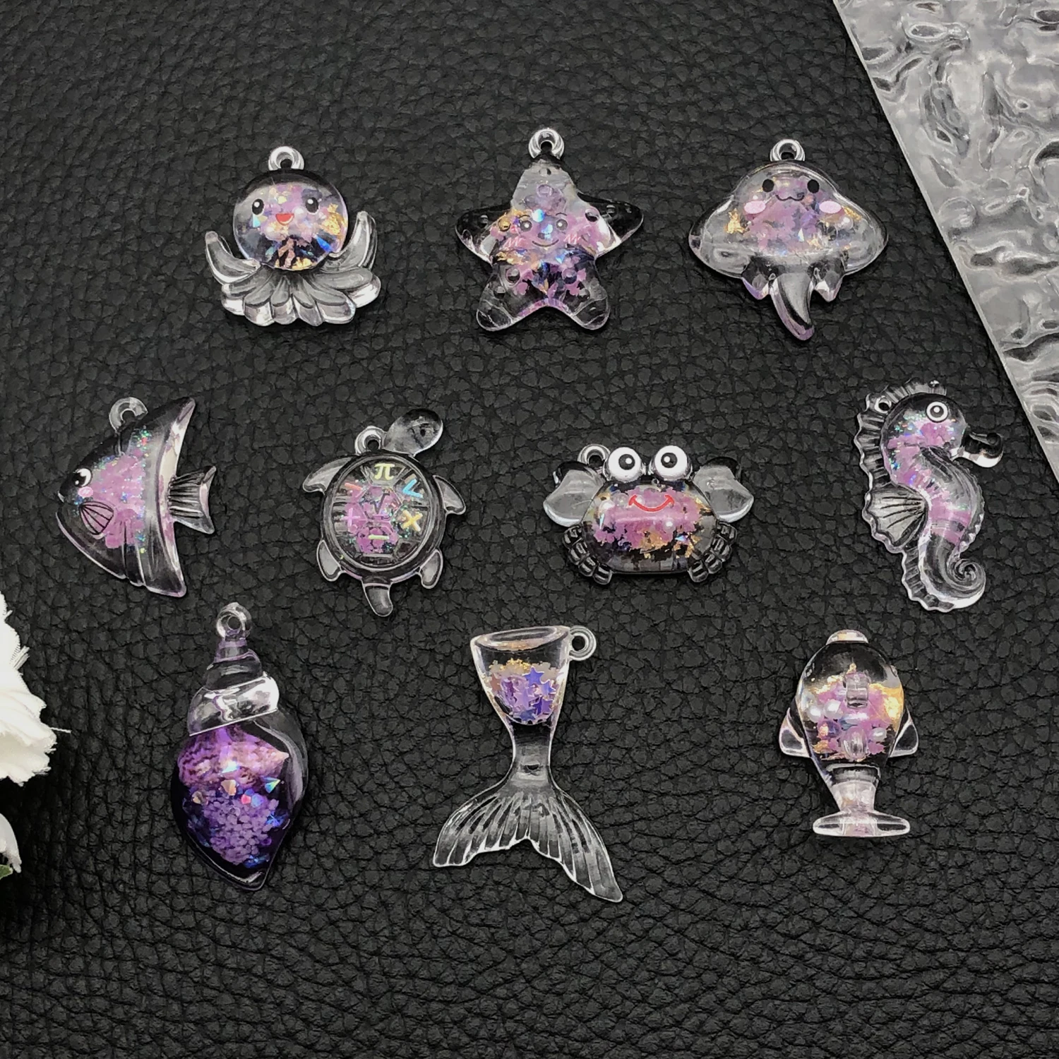 Mix 10pcs/Resin Purple Ocean Accessories Series Jewelry Making DIY Craft Halloween, Easter, Thanksgiving Fashion Accessories