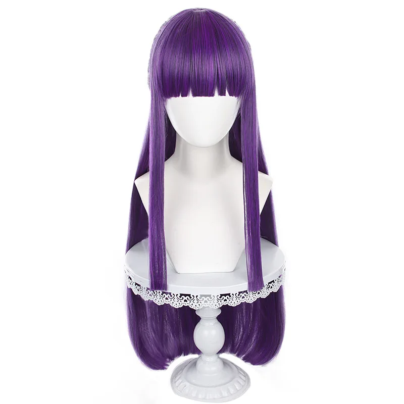 Frieren Beyond Journey's End Cosplay pelucas de helecho 80cm de largo Frieren Cosplay pelo sintético resistente al calor peluca de fiesta para mujer + gorro de peluca