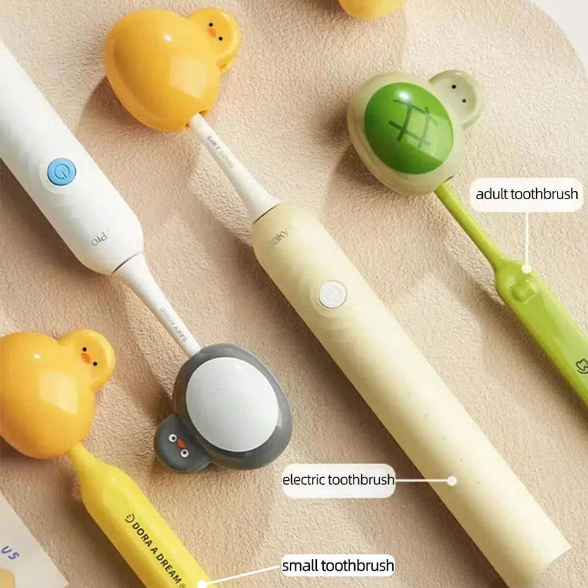 1pc toothbrush head protective cover storage clip, portable travel electric toothbrush dust cover, cartoon toothbrush head stora gallery 1