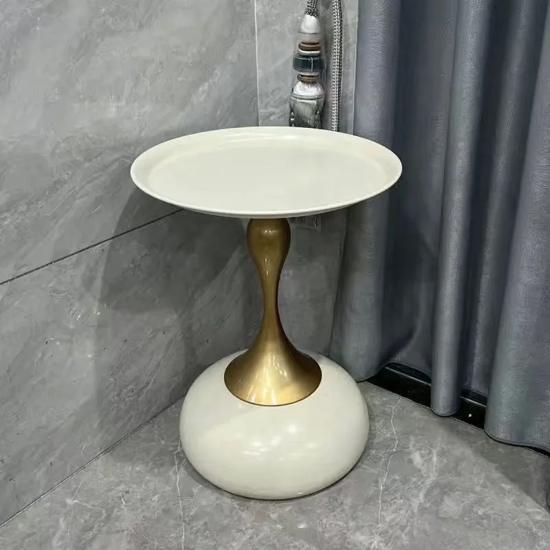 small apartment European wrought iron corner balcony mobile coffee bedroom bedside small round table sofa edge