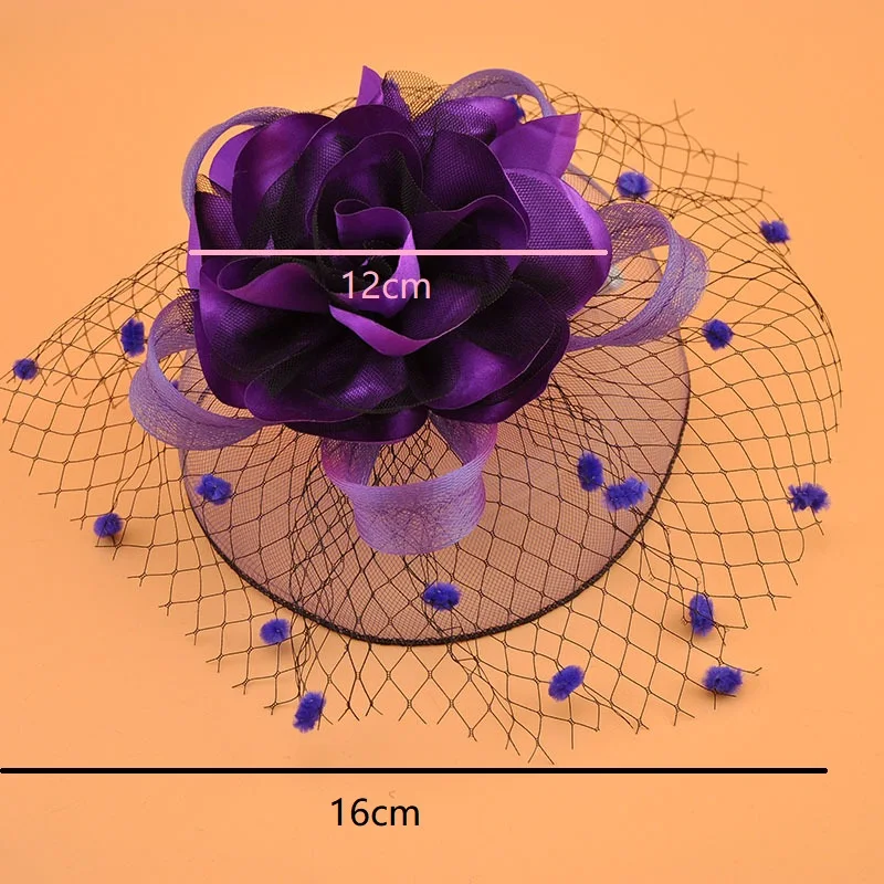 Akcesoria do włosów moda seksowne kobiety siatka fascynator koktajl spotkanie przy herbacie kapelusz ślubny kościół nakrycie głowy z welon kwiatowe kropki