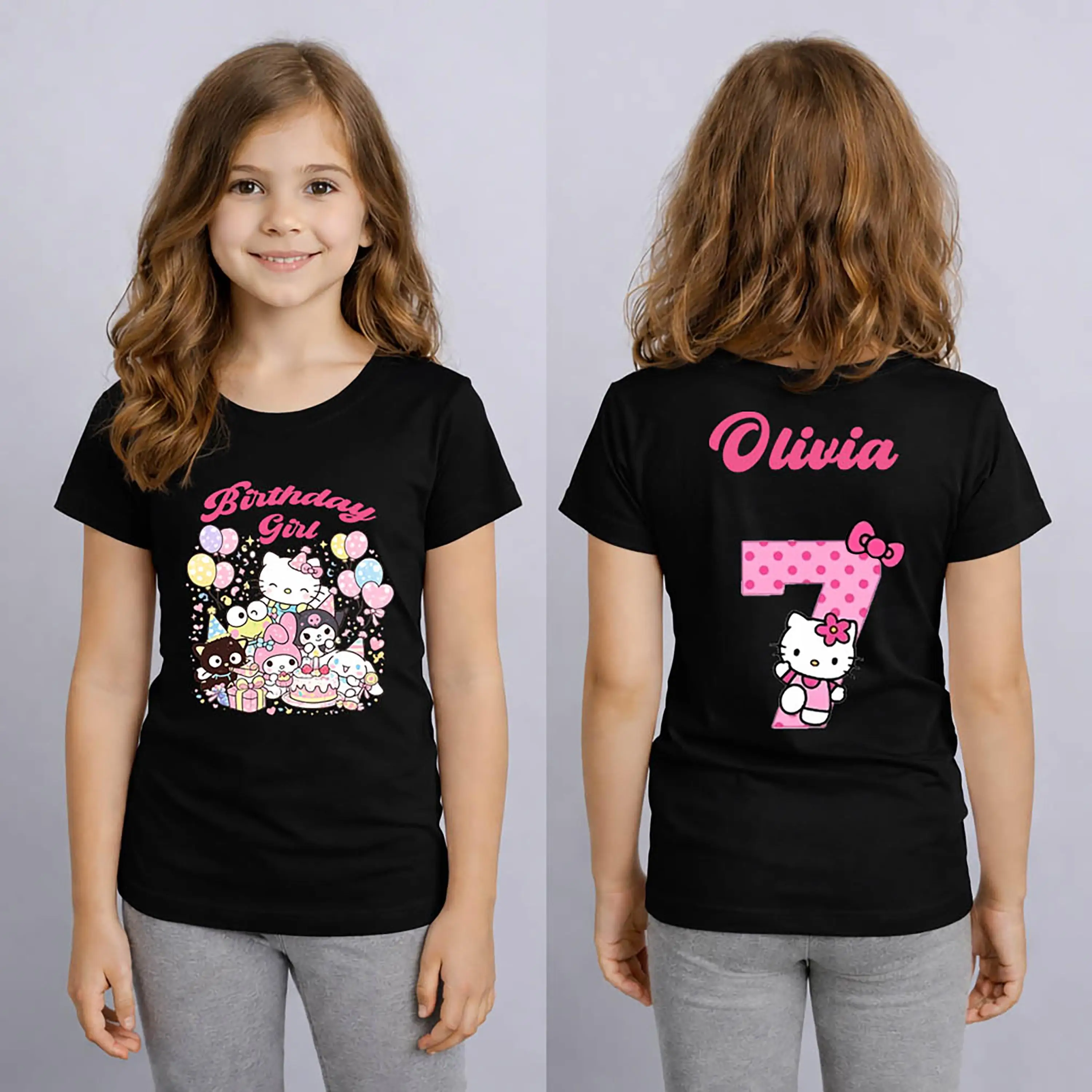 Hello Kitty Print Graphic Tee Unisex Short Sleeve T Shirt Kawaii Cartoon Casual Summer Top For Girls Boys Sweet Daily Outfit