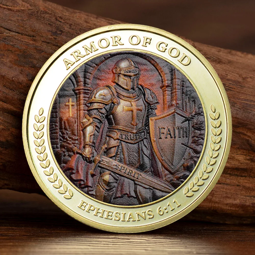 Gold Plated Pray Always Knight Collection Coin Put on The Whole of God Souvenir Coin Home Decoration