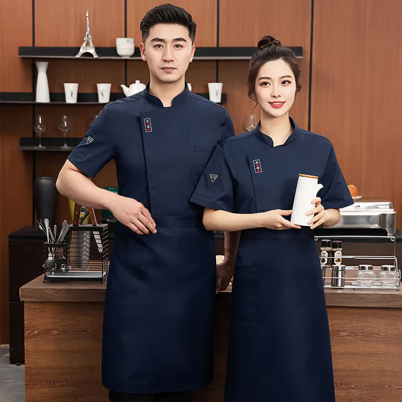 Summer High-End Creative Professional Chef Uniform Short Sleeve Breathable Dining New Chinese Style Back Kitchen Chef Overalls M