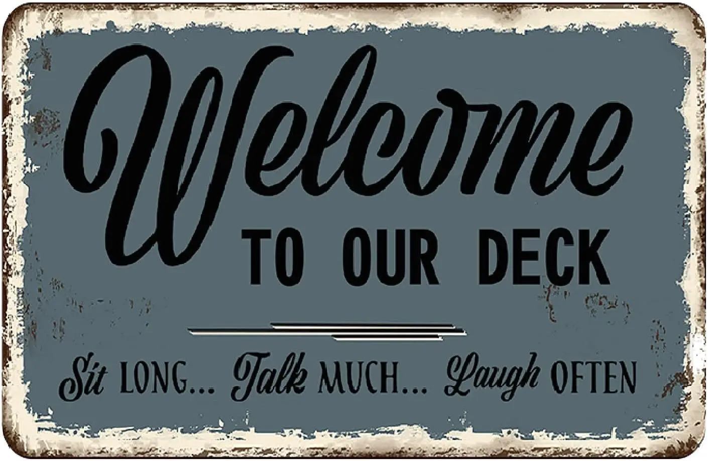 1p,Welcome to Our Deck Sign Outdoor Deck Signs Vintage Metal Tin Signs Farmhouse Home Wall Decorations  inch